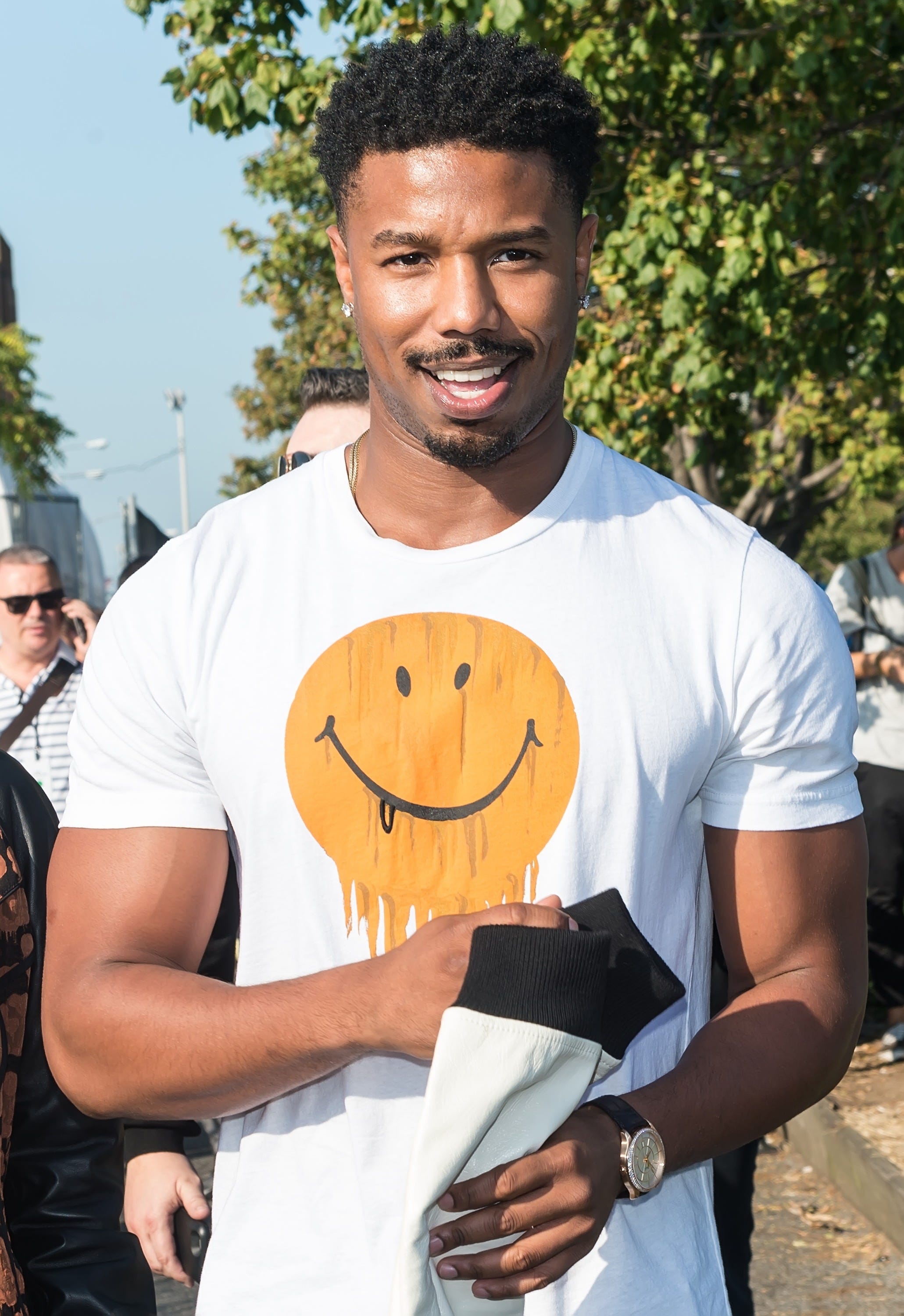 new york, ny   september 13  actor michael b jordan is seen arriving at coach 1941 womens spring 2017 show at pier 76 on september 13, 2016 in new york city  photo by gilbert carrasquillogc images