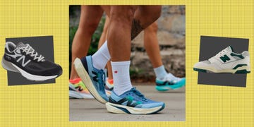 three pairs of new balance sneakers