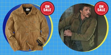 brown jacket on sale with a promotional design
