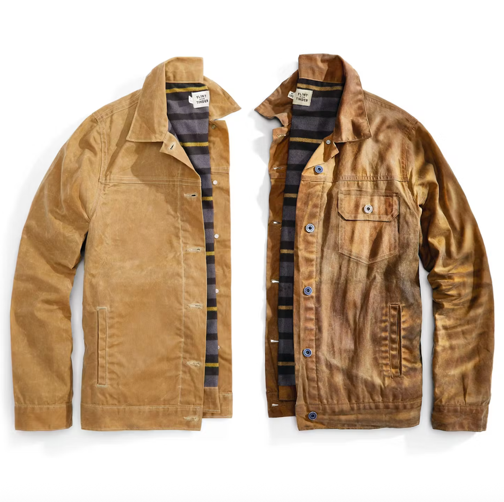 two waxed trucker jackets