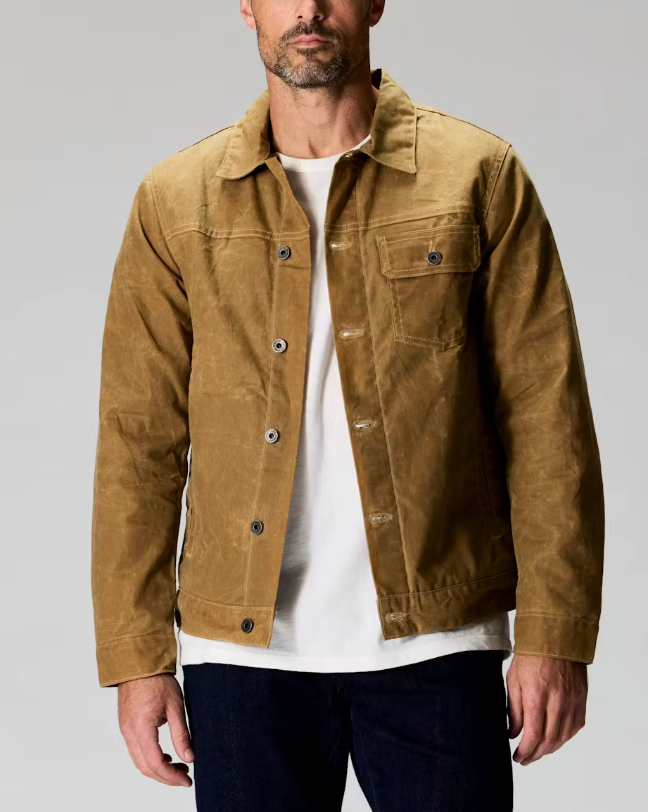 Flannel-Lined Waxed Trucker Jacket