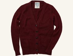 United by Blue Shipton Cardigan | $108, unitedbyblue.com Roots Cabin Cardigan, Red Button Up Cardigan Mens, Burgundy Cardigan Men, Dark Red Cardigan Men, Claret Red Cardigan Men, Red Cashmere Cardigan For Men, Button-up Maroon Sweater, Red Wool Cardigan Men's, Abercrombie And Fitch Cardigan Mens