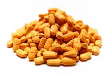 Vitamin C Pills Isolated on White Background Vitamin C Pills Isolated on White Background